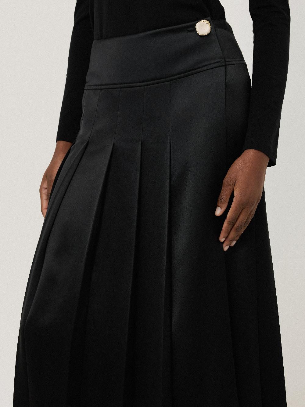 Jigsaw Pleated Midi Skirt Black