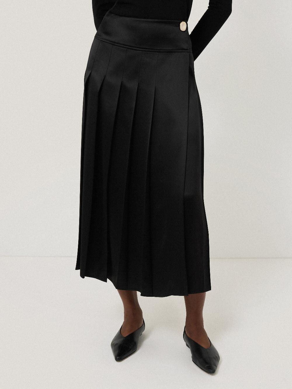 jigsaw Pleated Midi Skirt Black