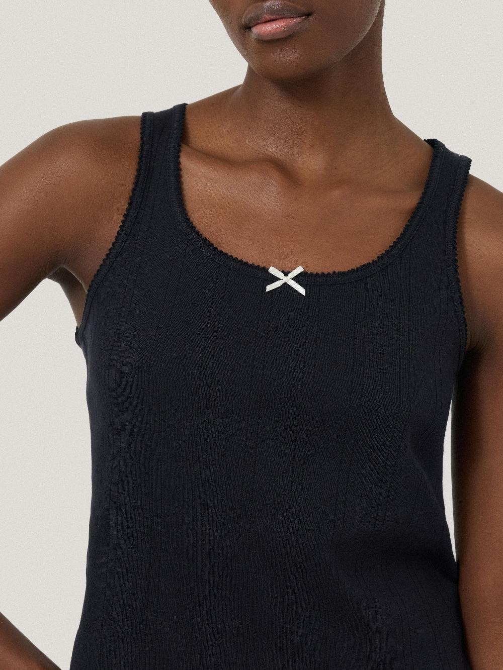 Jigsaw Pointelle Pyjama Vest Top NAVY