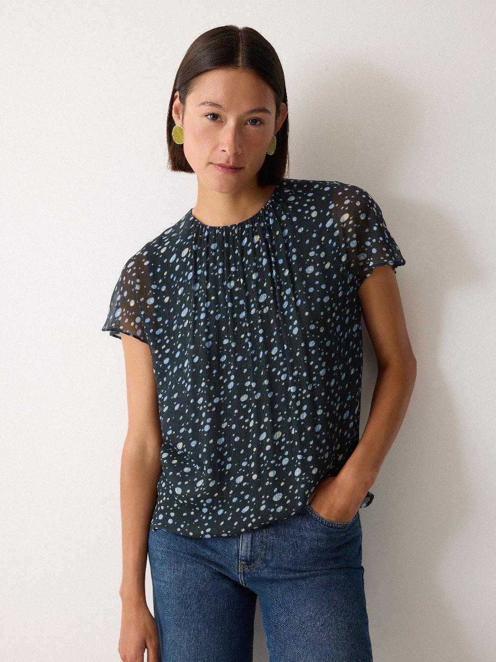 Jigsaw Polka Dot Chiffon Top Grey