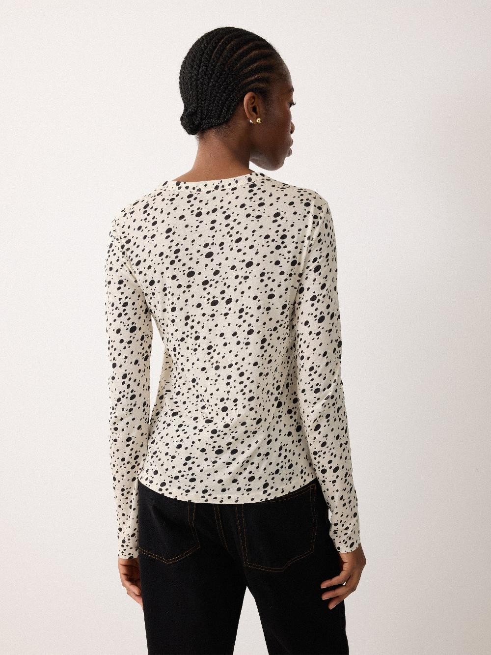Jigsaw Polka Dot Long Sleeve Top Ivory