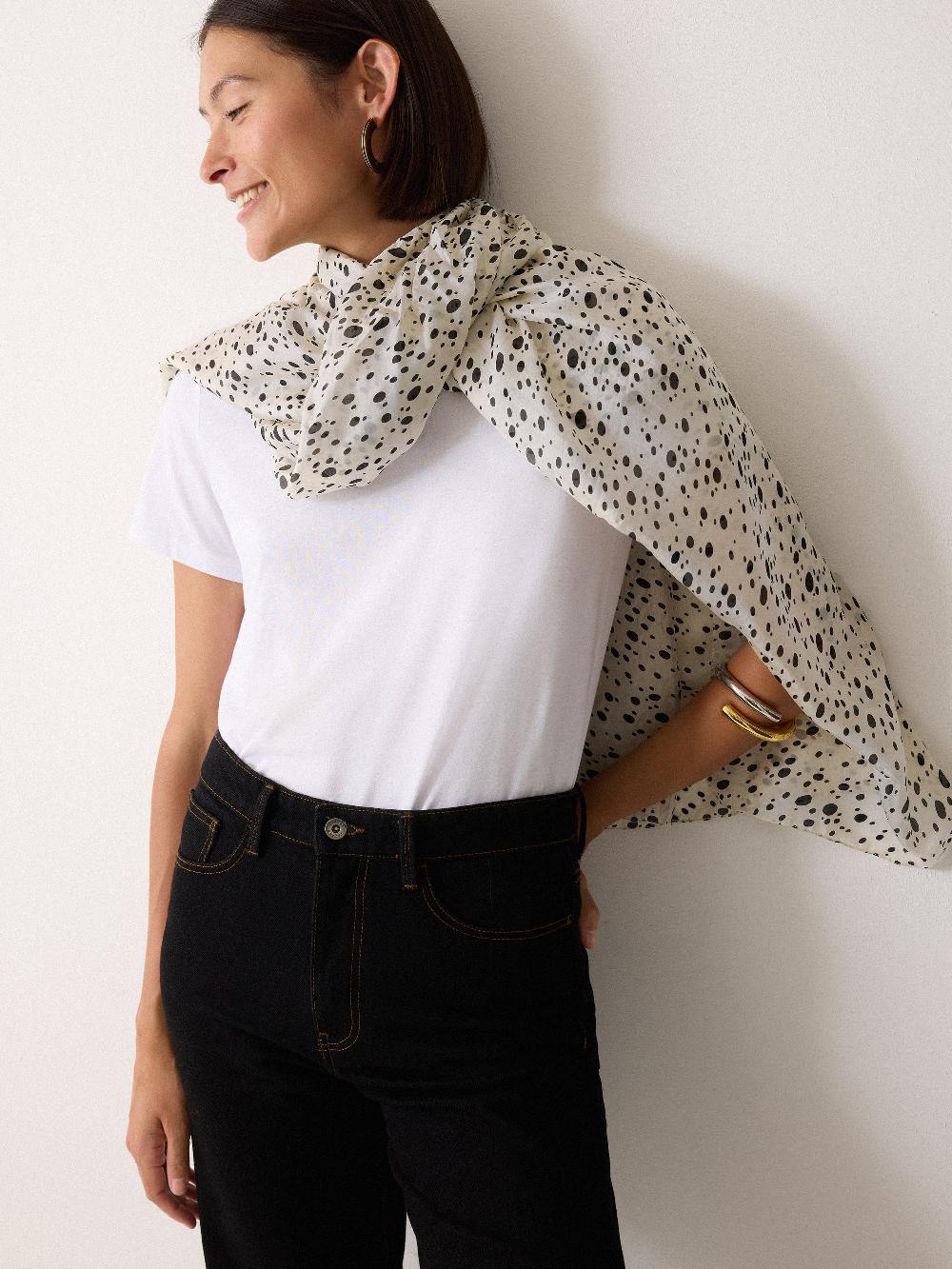 Jigsaw Polka Dot Silk Scarf Monochrome