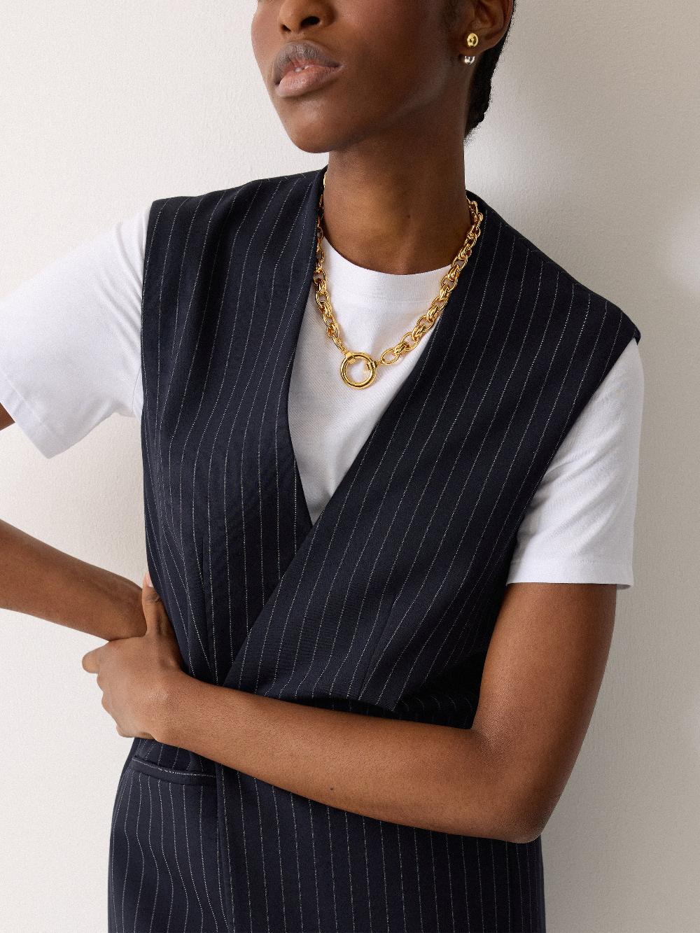 Jigsaw Ponte Pinstripe Waistcoat Navy
