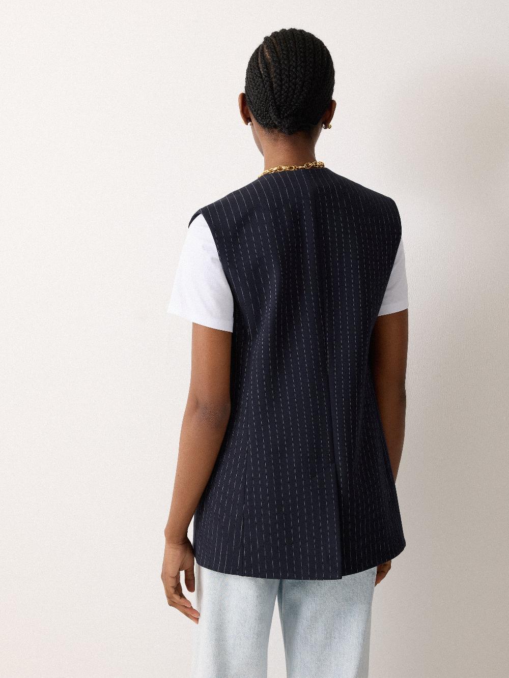 Jigsaw Ponte Pinstripe Waistcoat Navy