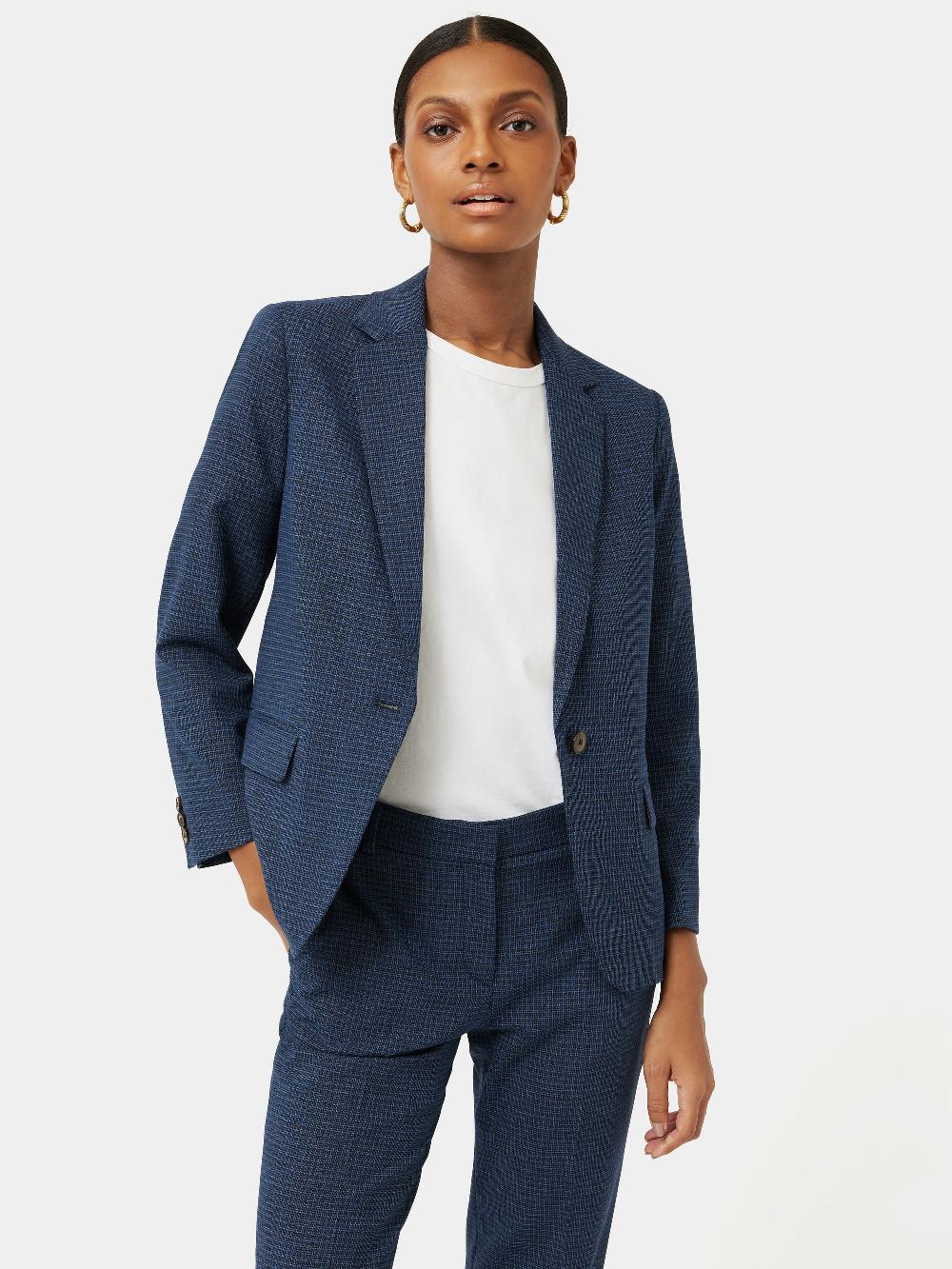 Jigsaw Portofino Brook Check Jacket Navy