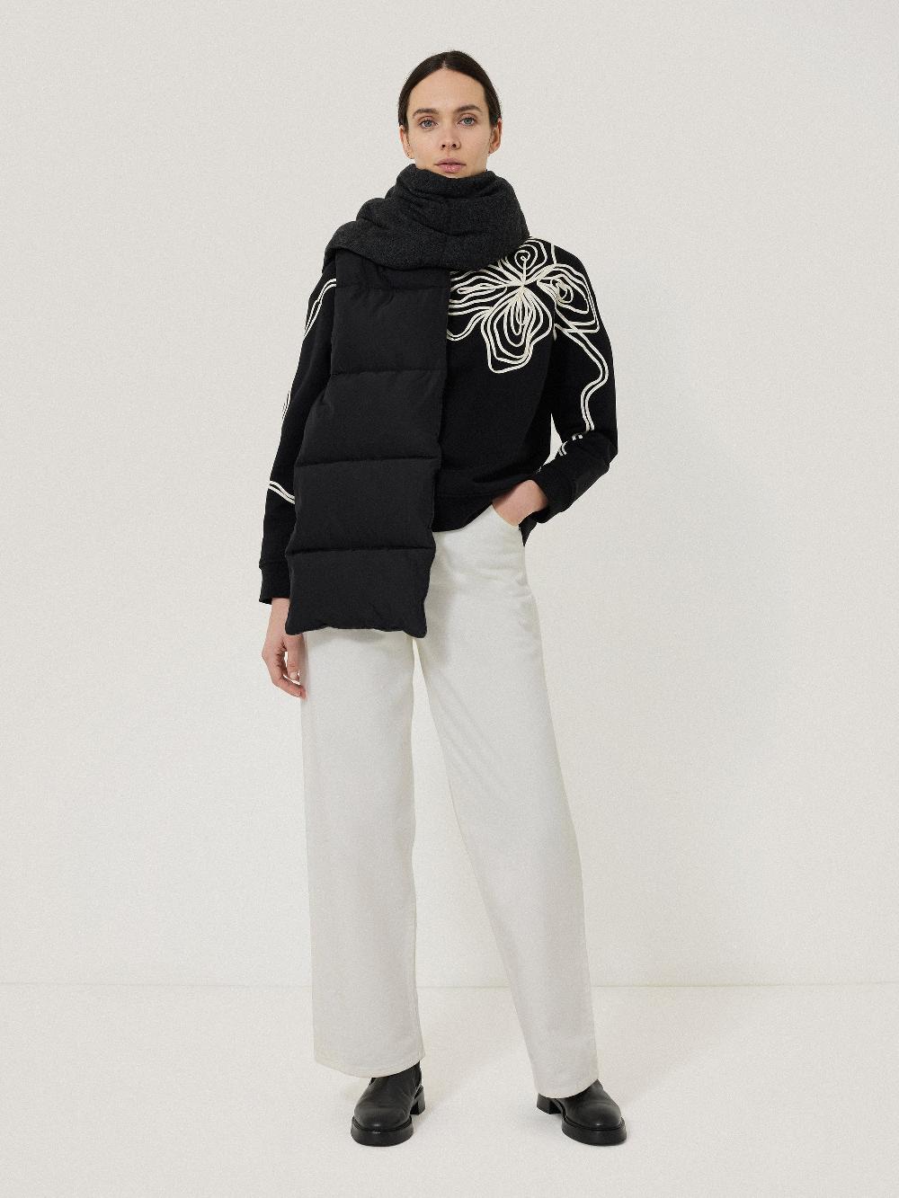 Jigsaw Puffer Knit Scarf Black