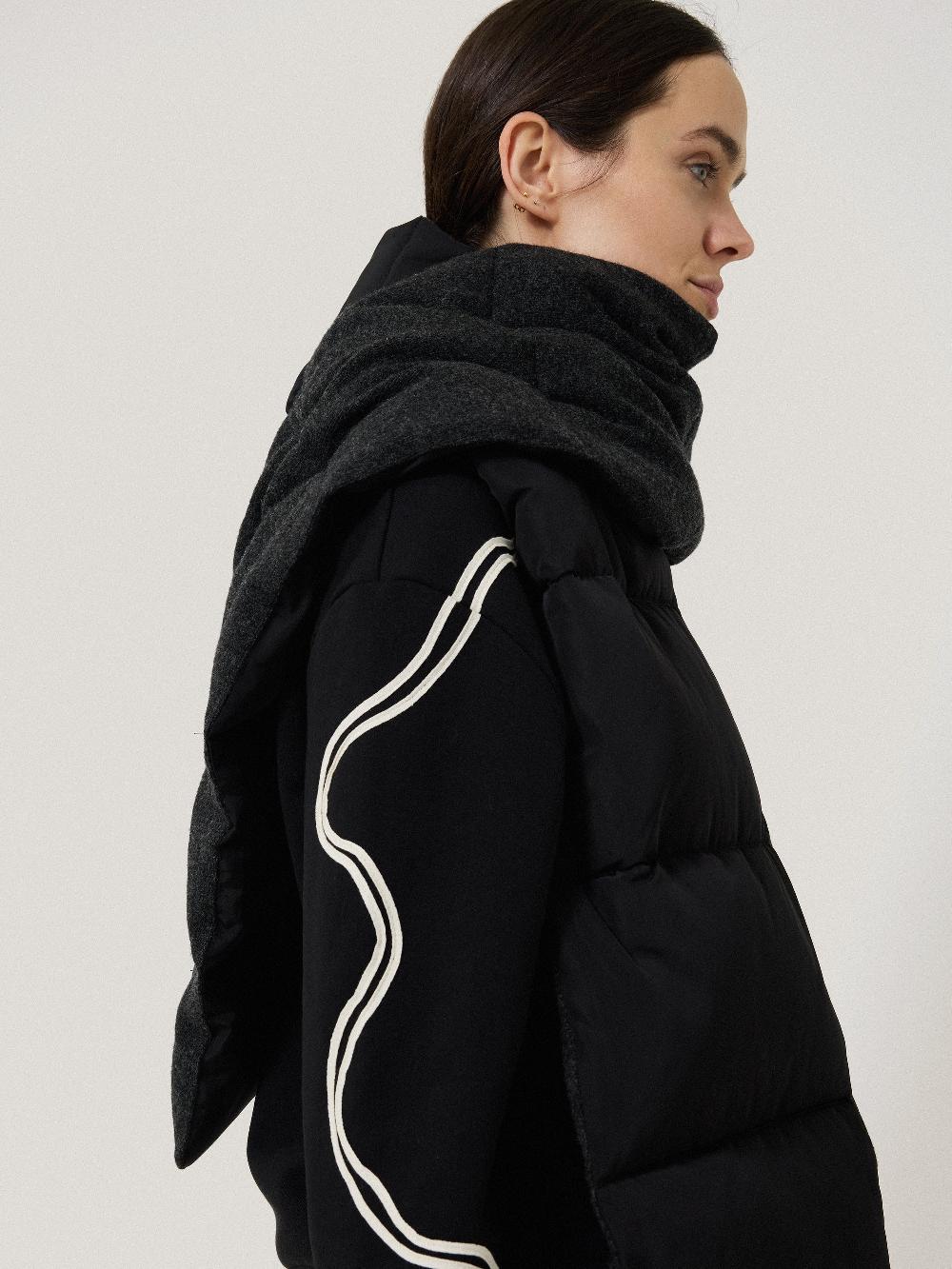 Jigsaw Puffer Knit Scarf Black