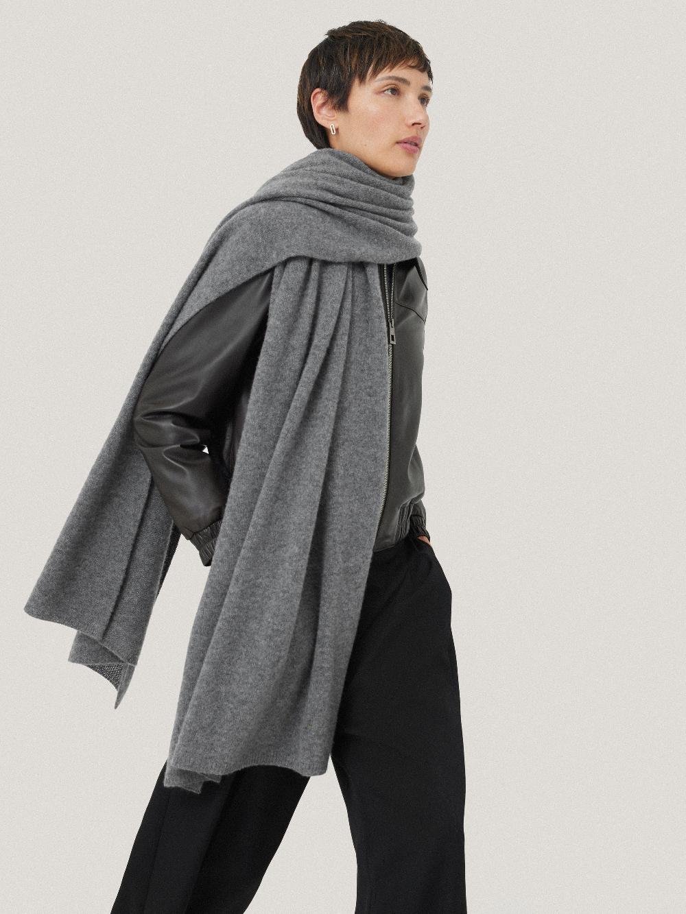 jigsaw Pure Cashmere Blanket Scarf Mid Grey