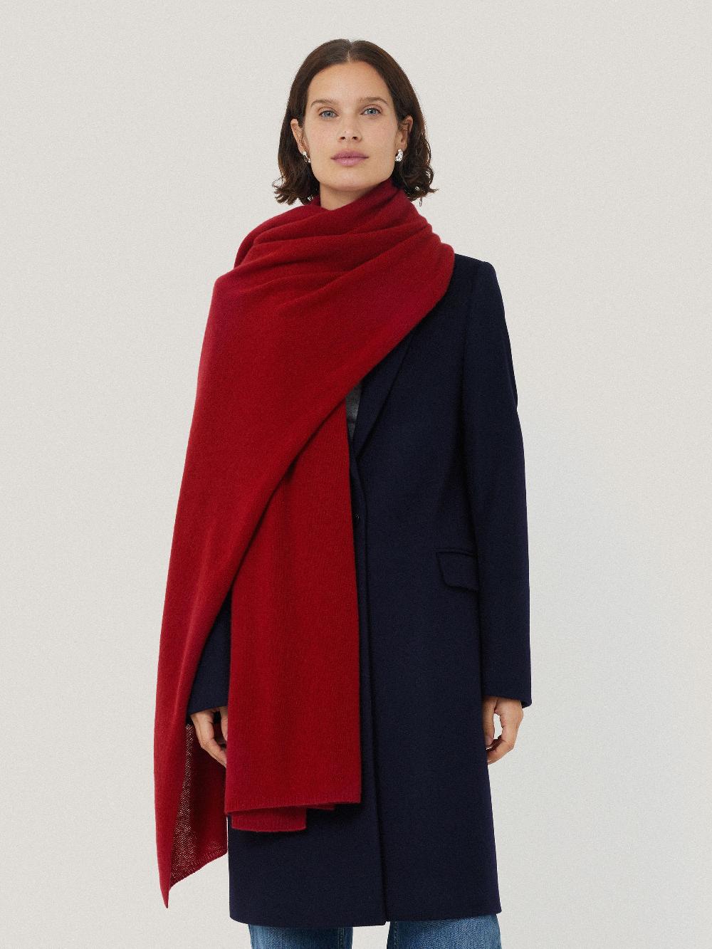 Jigsaw Pure Cashmere Blanket Scarf Red