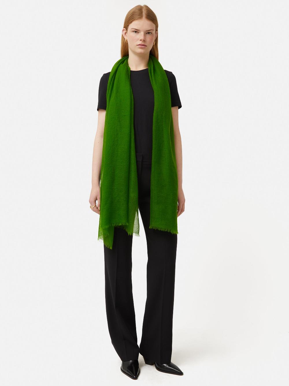 Jigsaw Pure Cashmere Gauze Scarf Green