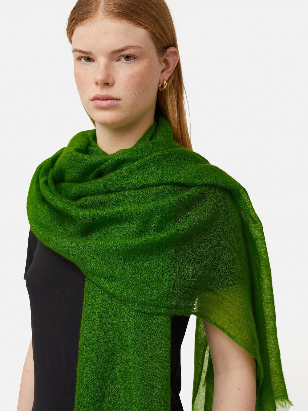 jigsaw Pure Cashmere Gauze Scarf Green