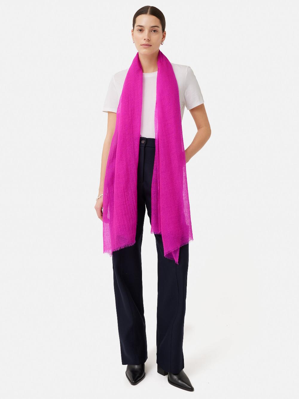 jigsaw Pure Cashmere Gauze Scarf Pink