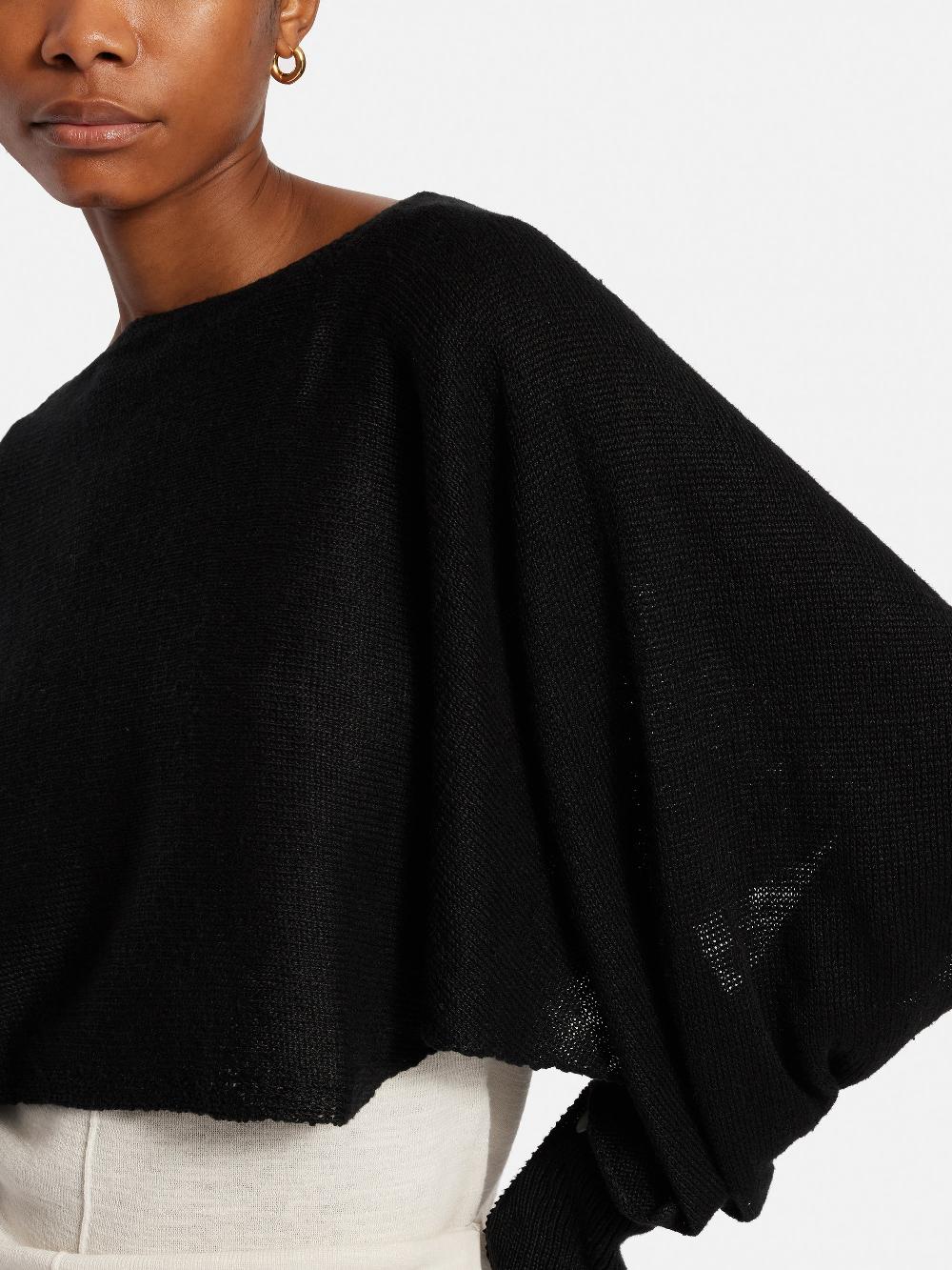 Jigsaw Pure Linen Poncho Sweater Black
