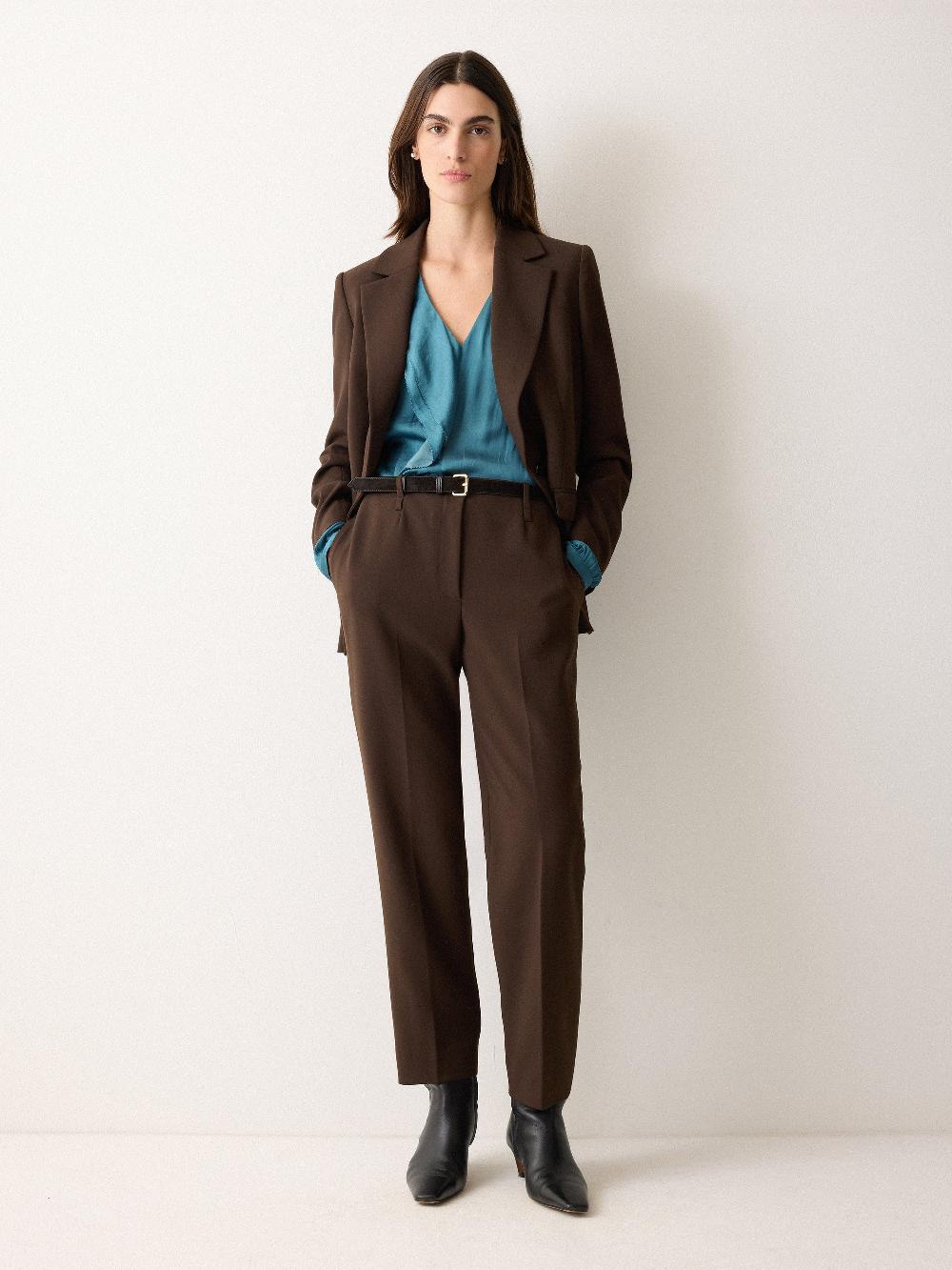 jigsaw Recycled Satin Frill Blouse Blue