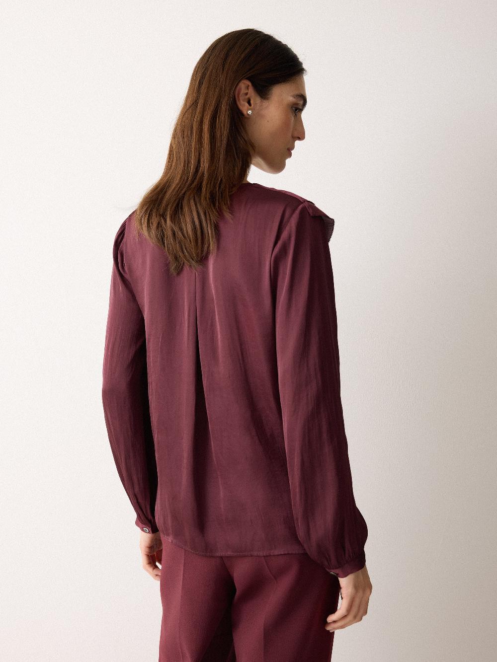 Jigsaw Recycled Satin Frill Blouse Red