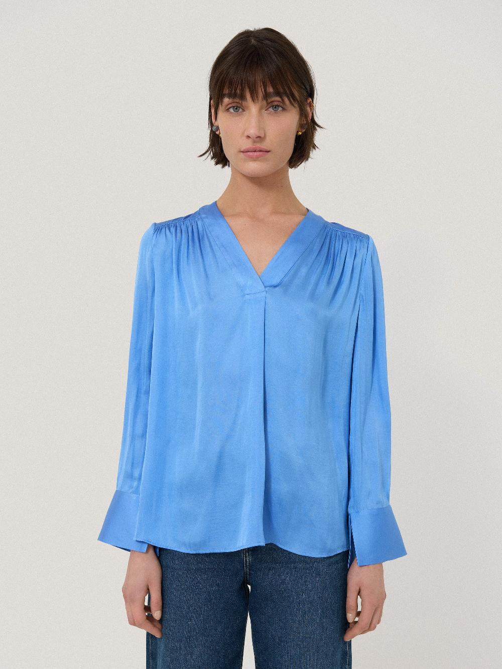 jigsaw Recycled Satin Tunic Top Blue