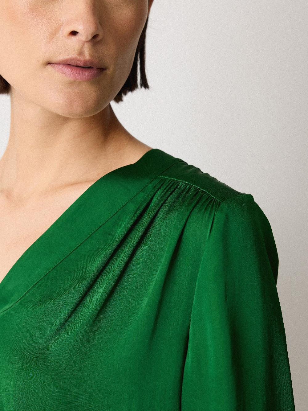 Jigsaw Recycled Satin Tunic Top Emerald
