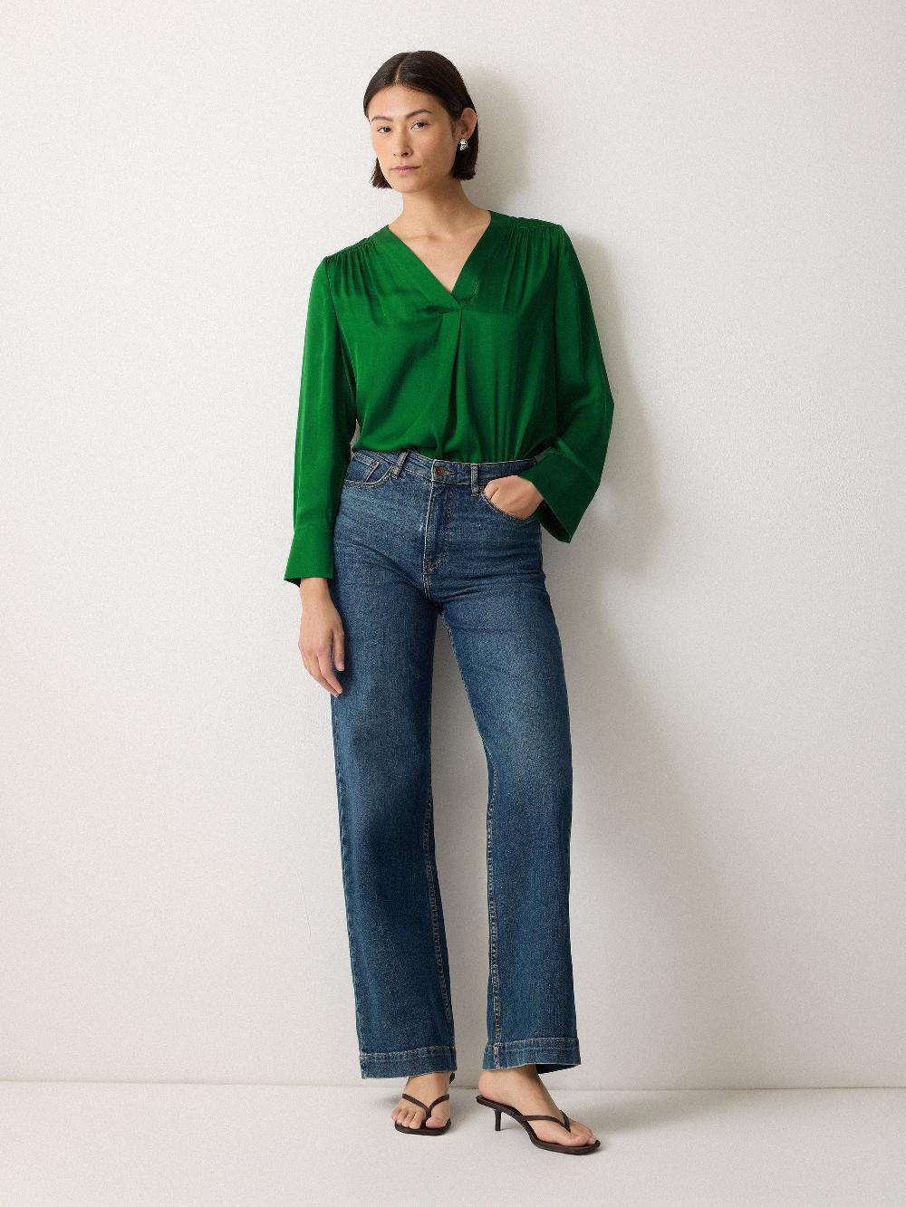 jigsaw Recycled Satin Tunic Top Emerald