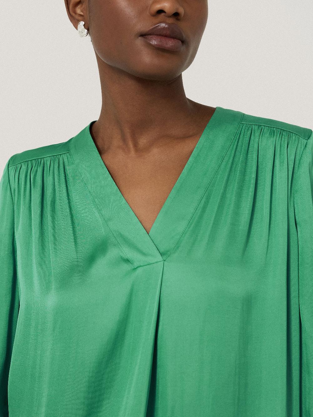 Jigsaw Recycled Satin Tunic Top Green