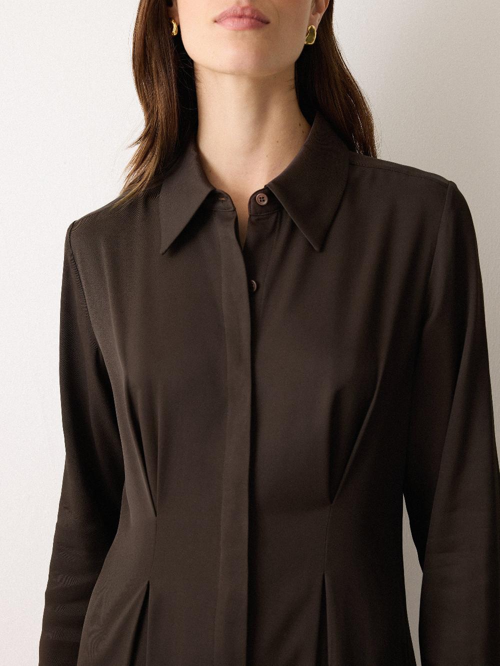 Jigsaw Relaxed Drape Shirt Dress Brown