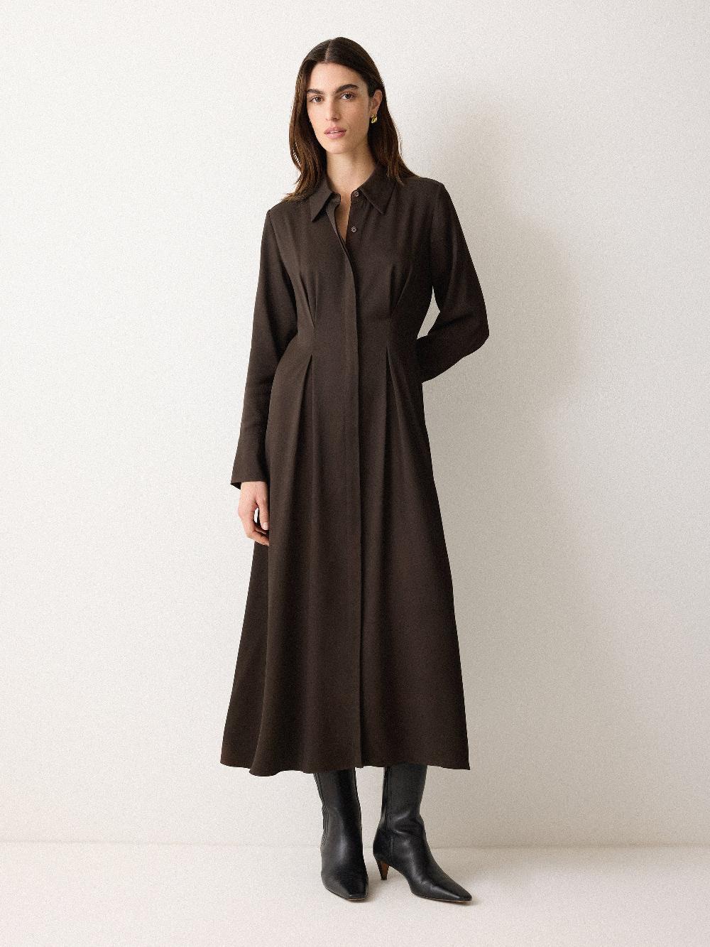 Jigsaw Relaxed Drape Shirt Dress Brown