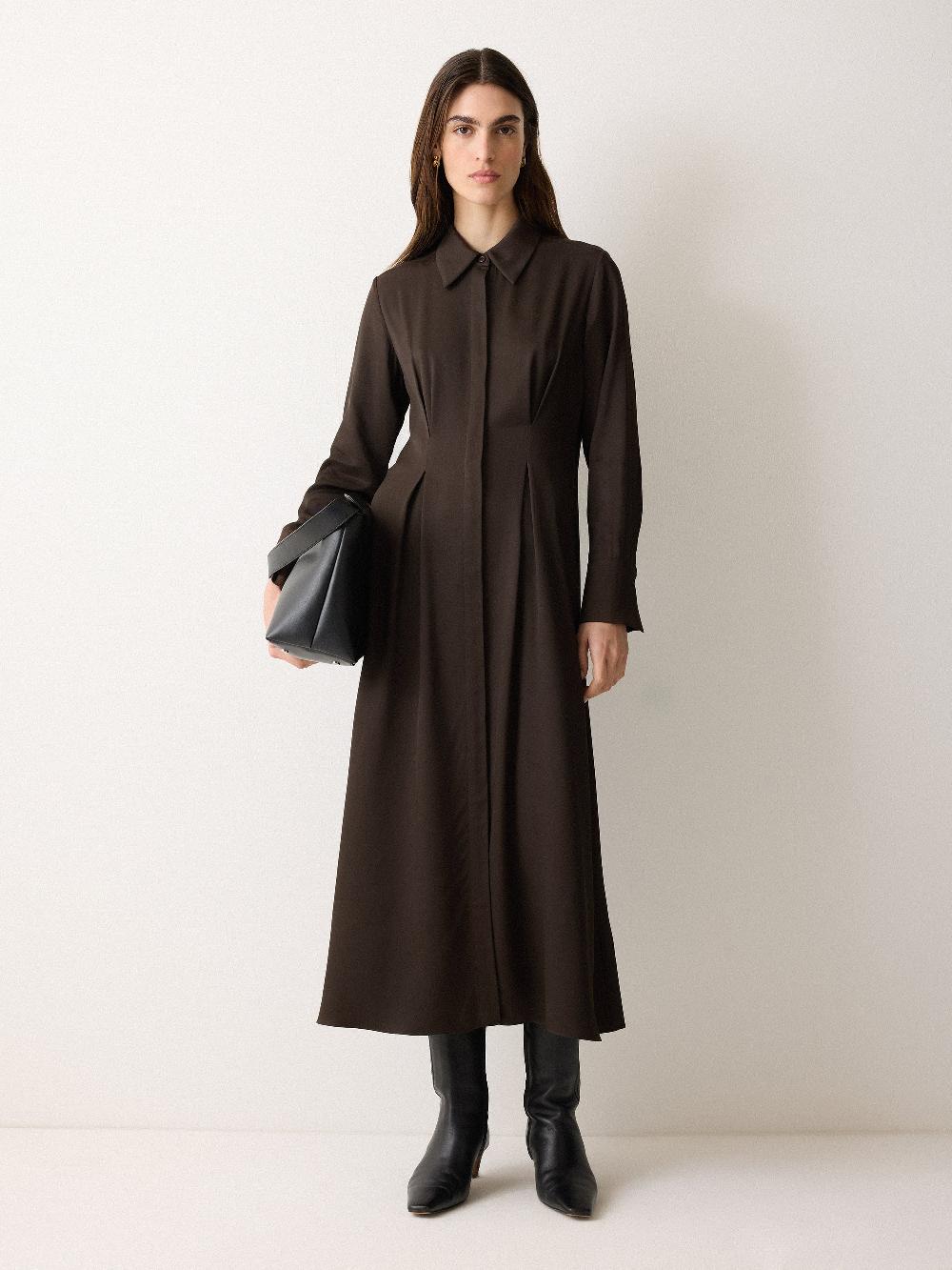jigsaw Relaxed Drape Shirt Dress Brown