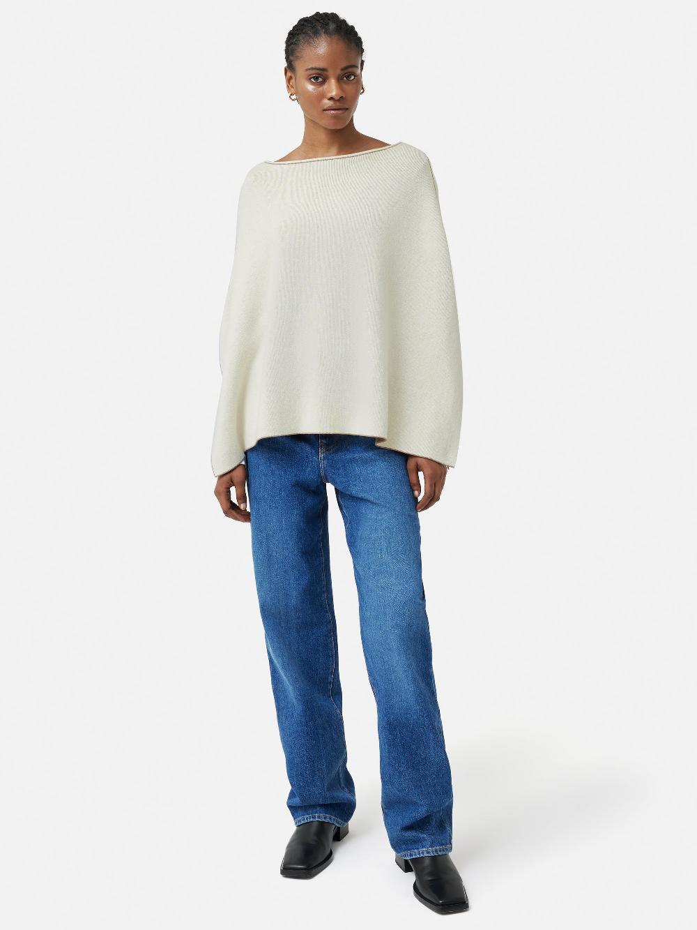 Jigsaw Reversible Cotton Blend Poncho Camel