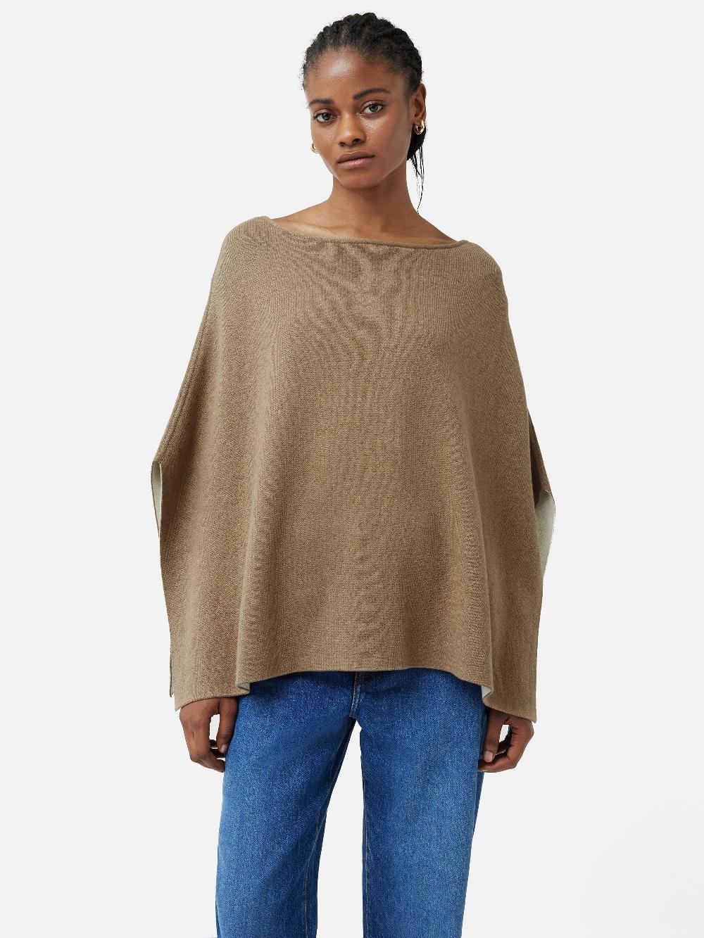 jigsaw Reversible Cotton Blend Poncho Camel