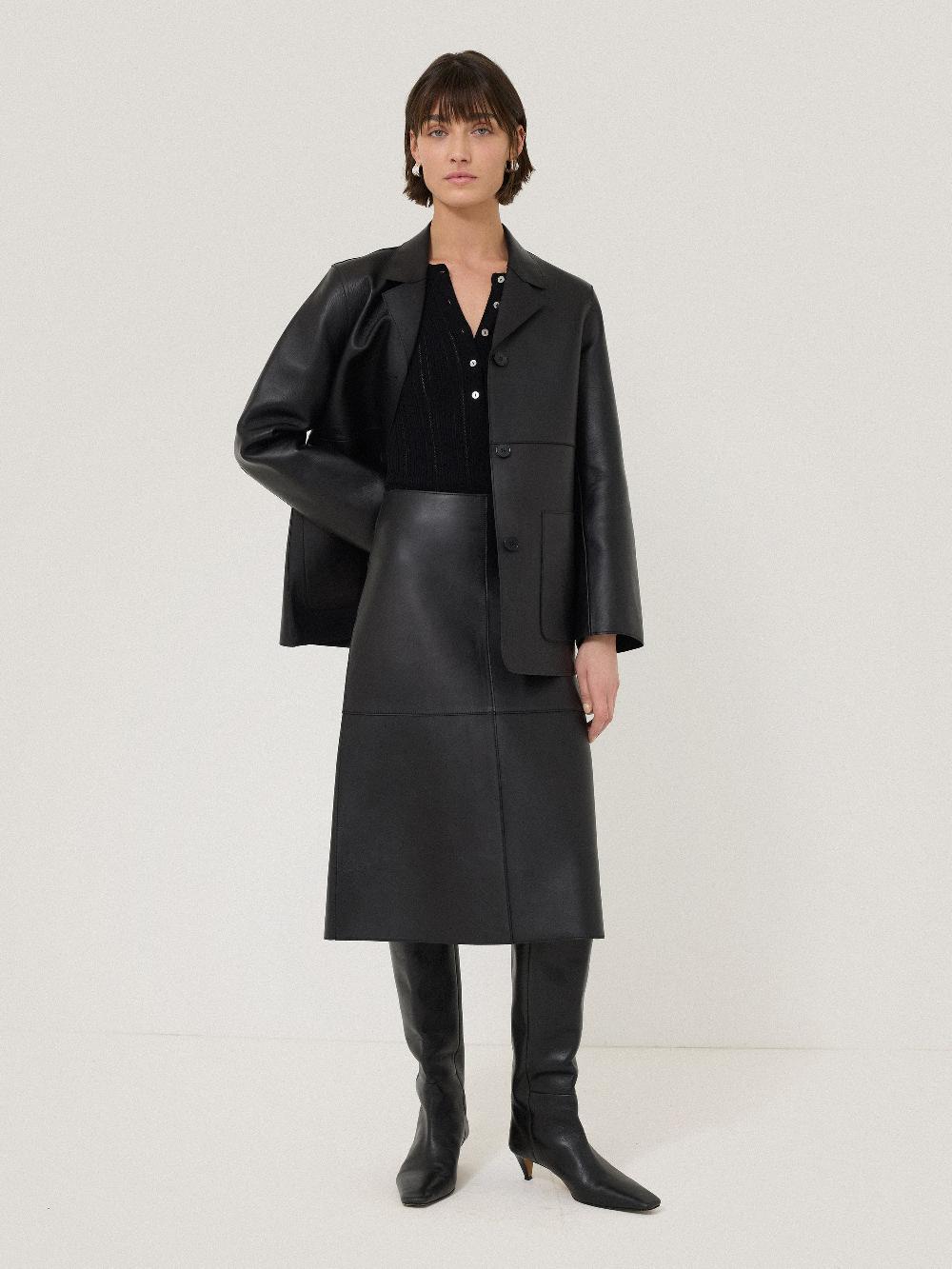 Jigsaw Rib Pointelle Henley Jumper Black