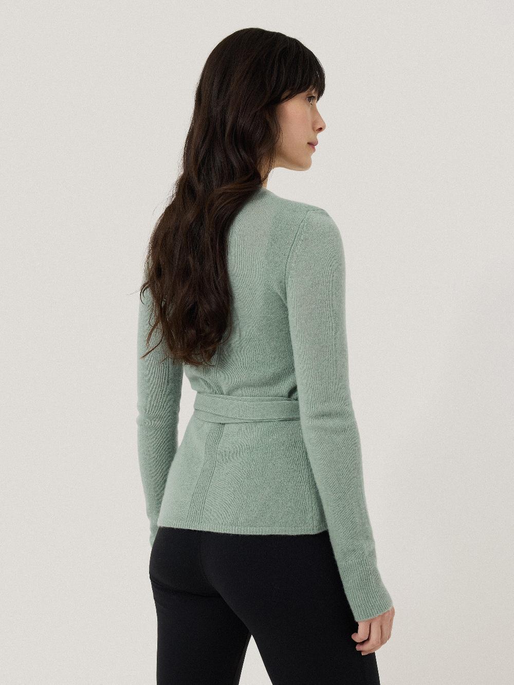 Jigsaw Ribbed Wrap Cardigan Green