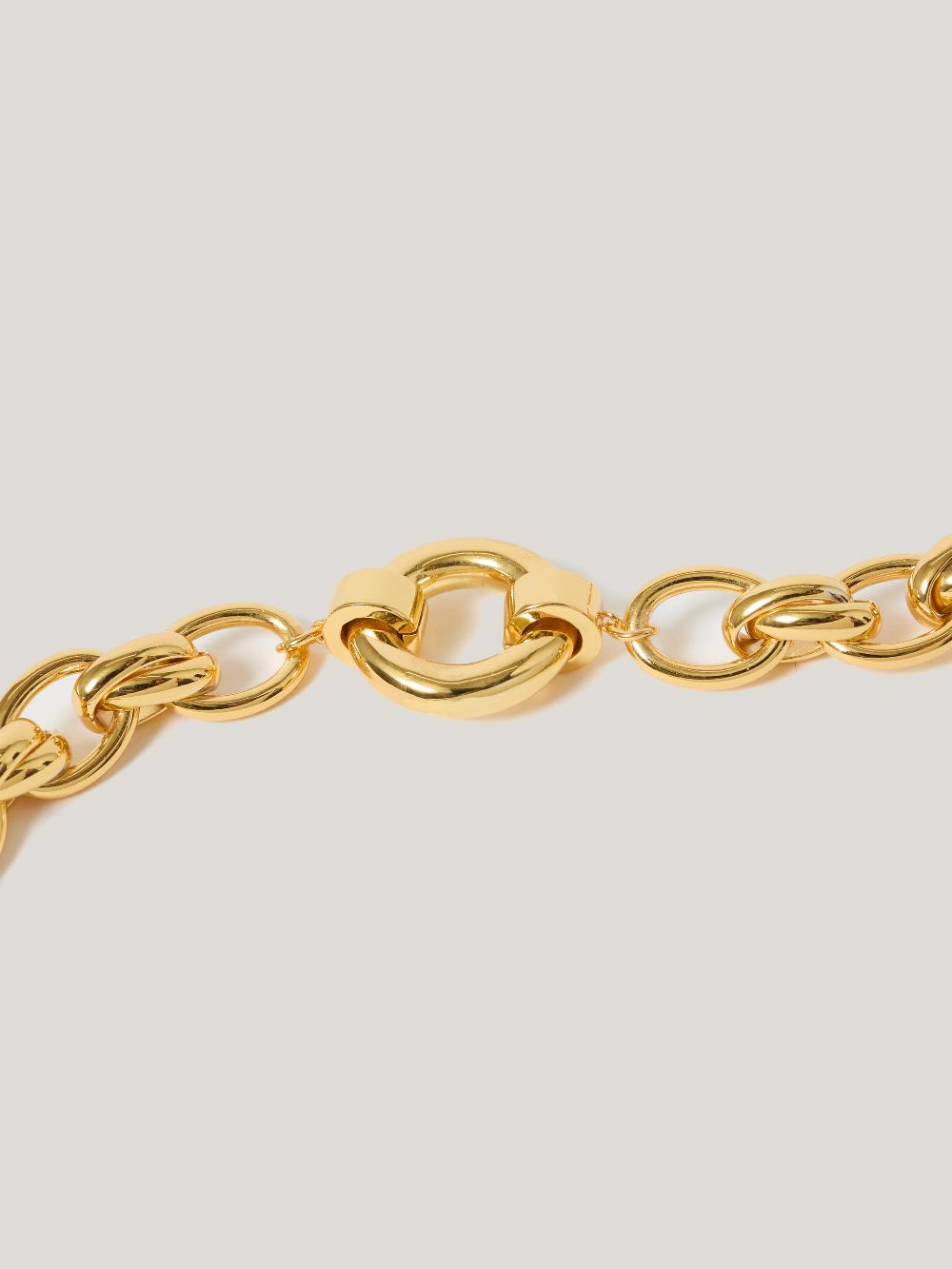 Jigsaw Round Link Chain Bracelet Gold
