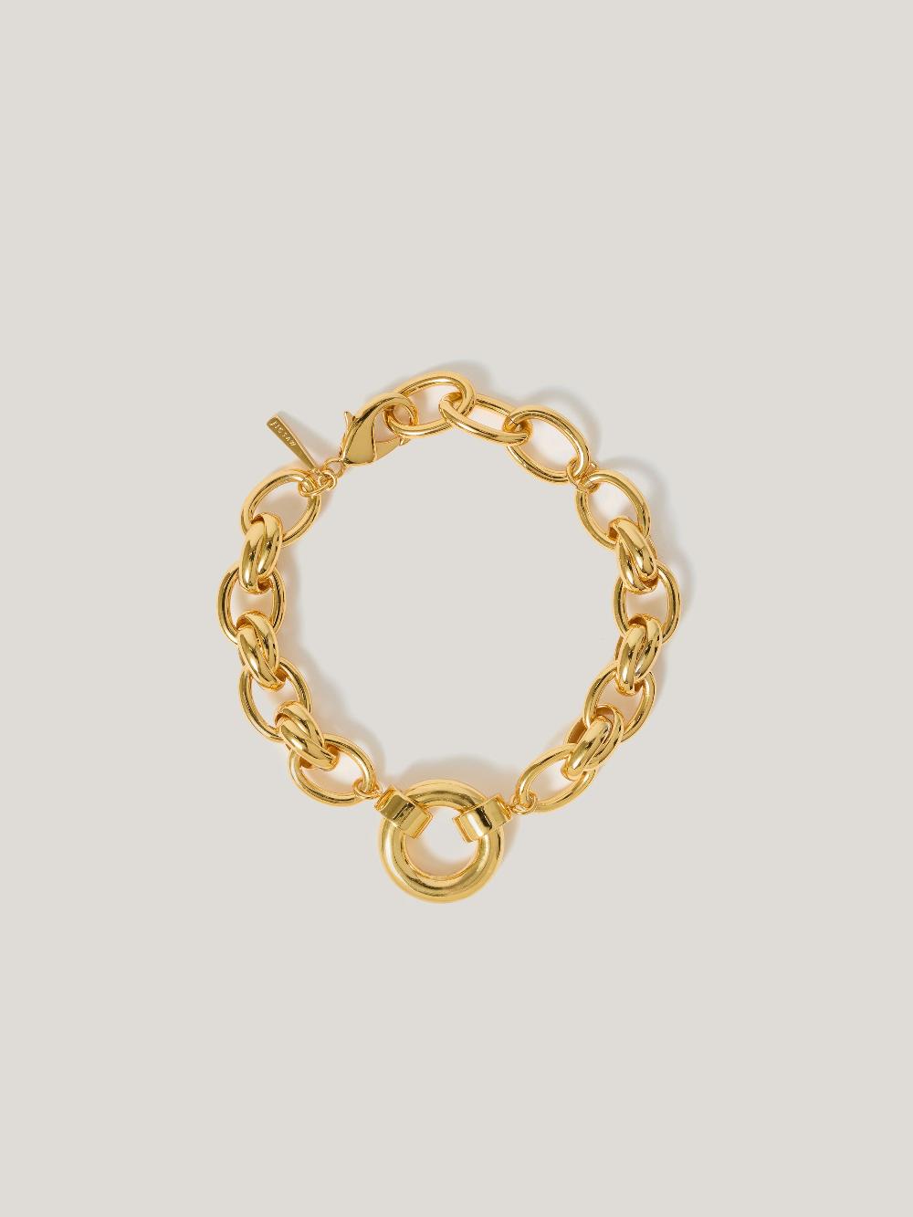 jigsaw Round Link Chain Bracelet Gold