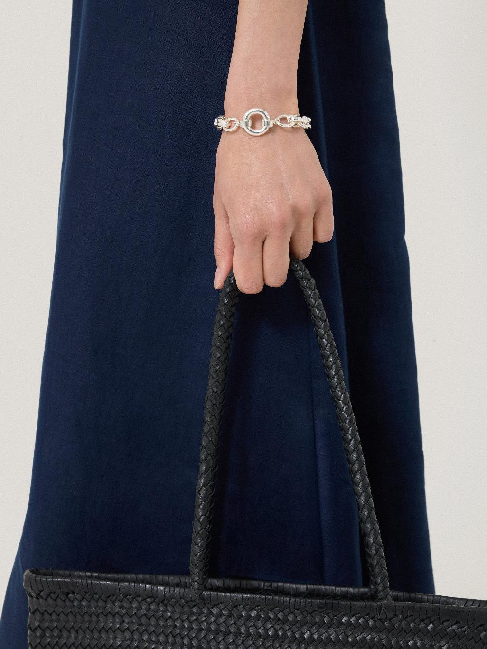 jigsaw Round Link Chain Bracelet SILVER