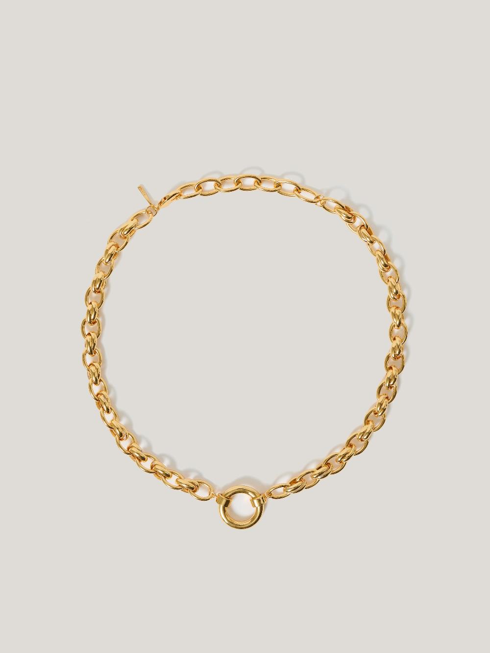 jigsaw Round Link Chain Necklace Gold