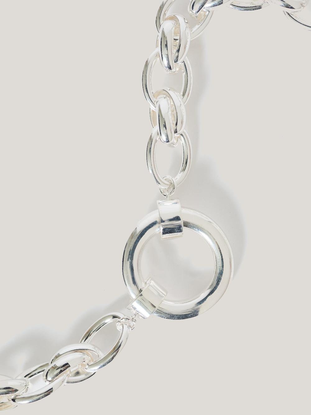 Jigsaw Round Link Chain Necklace SILVER