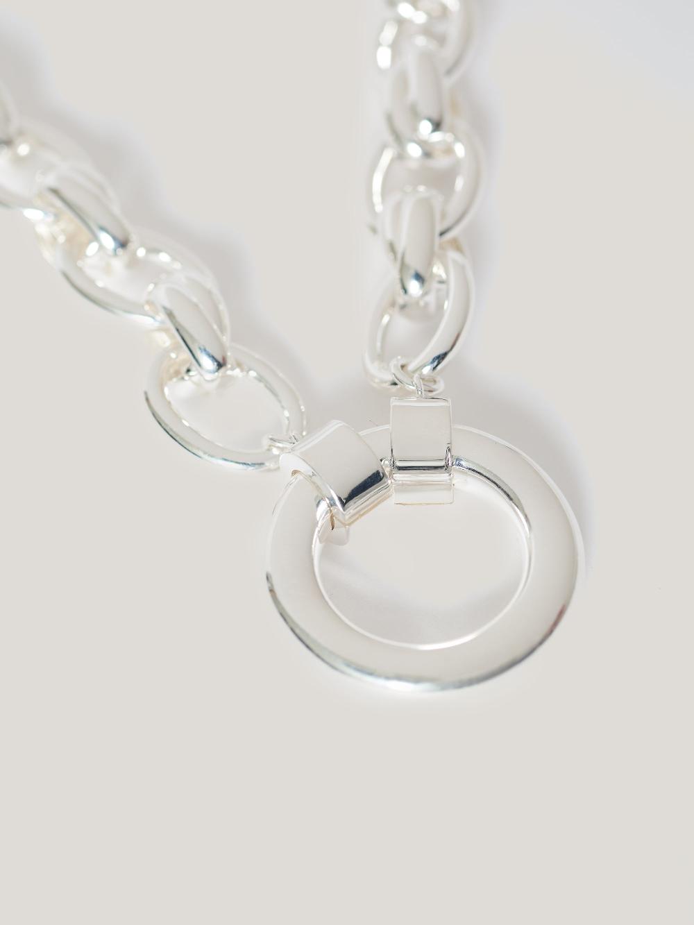 Jigsaw Round Link Chain Necklace SILVER