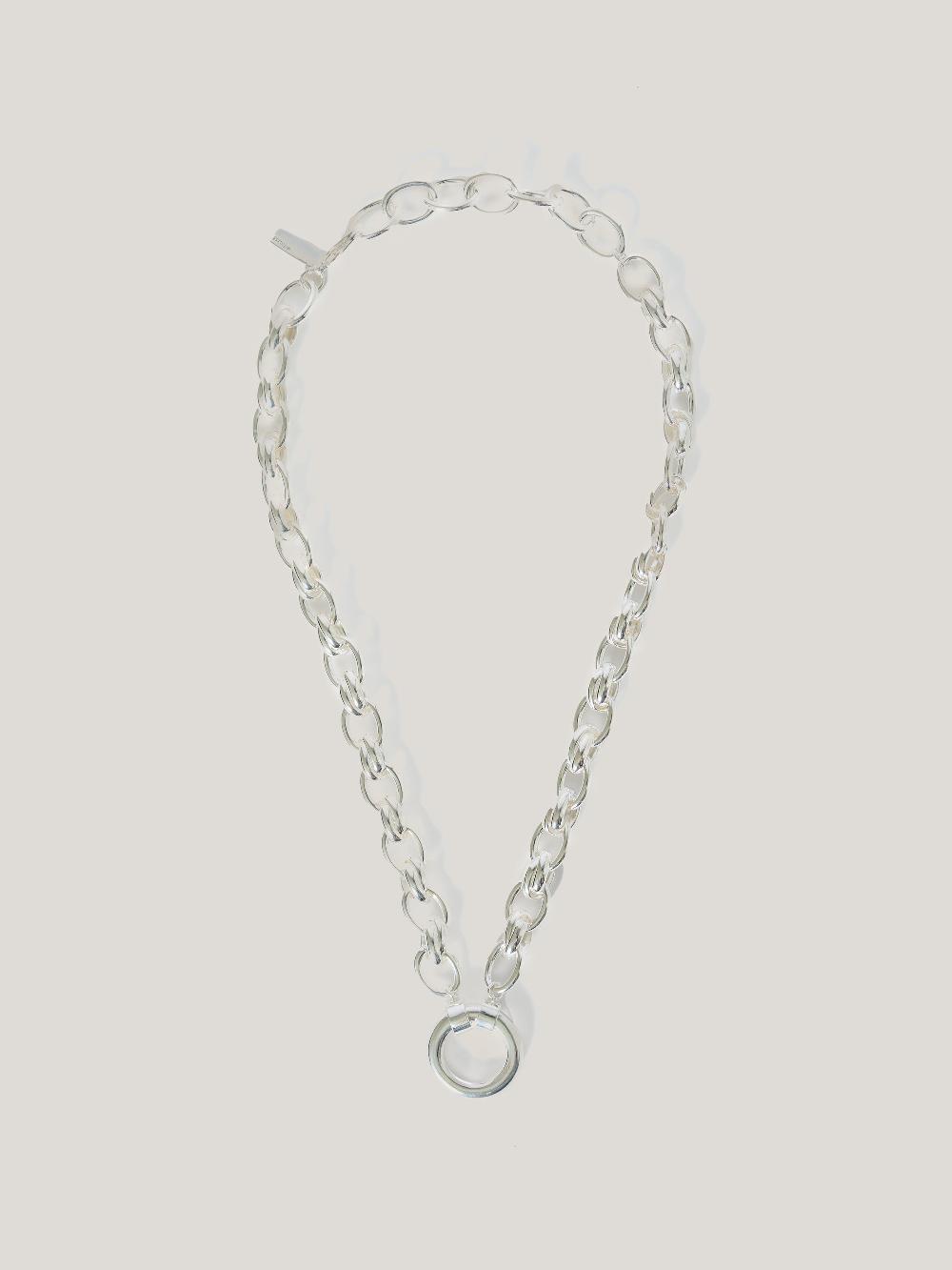 jigsaw Round Link Chain Necklace SILVER