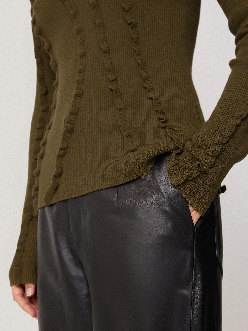 Jigsaw Ruffle Detail Jumper Khaki
