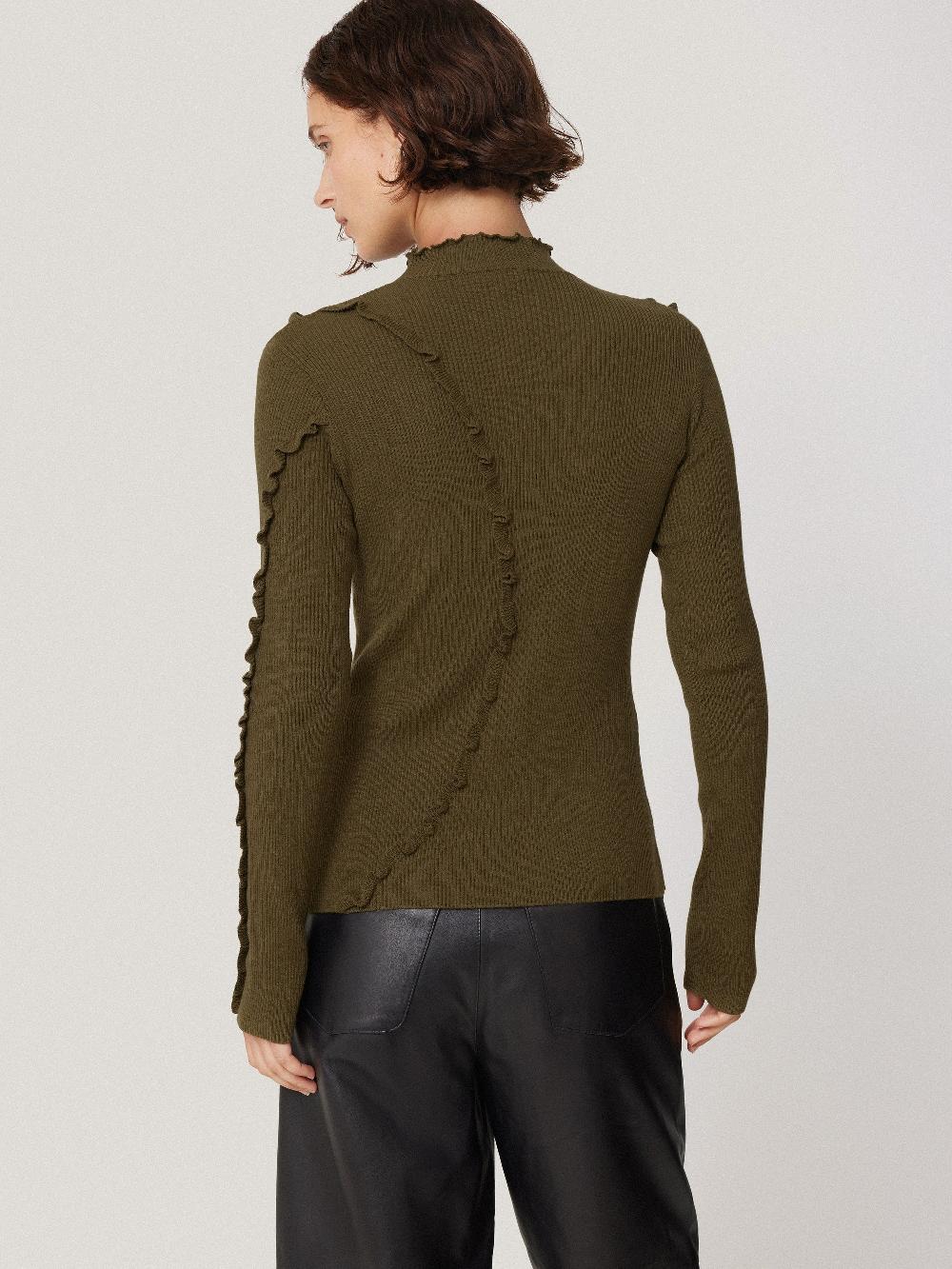 Jigsaw Ruffle Detail Jumper Khaki
