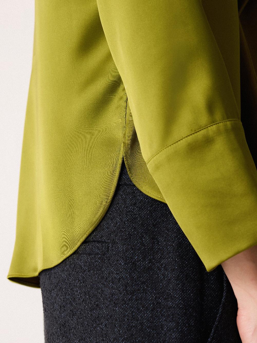 Jigsaw Satin Drape Neckline Blouse Green