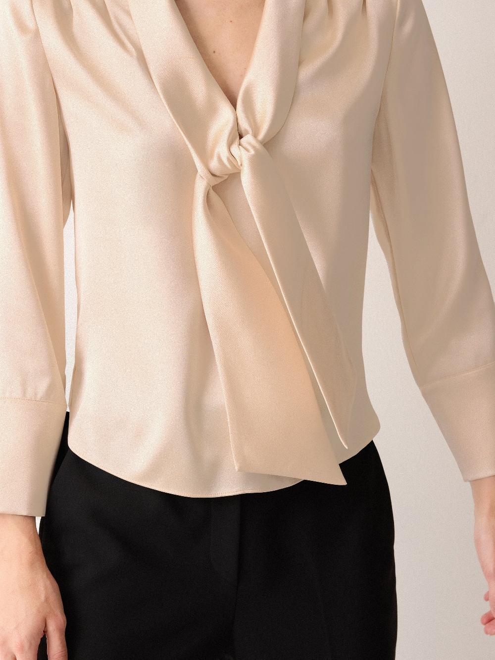 Jigsaw Satin Drape Neckline Blouse Neutral