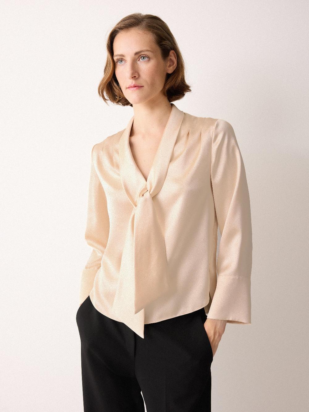 Jigsaw Satin Drape Neckline Blouse Neutral
