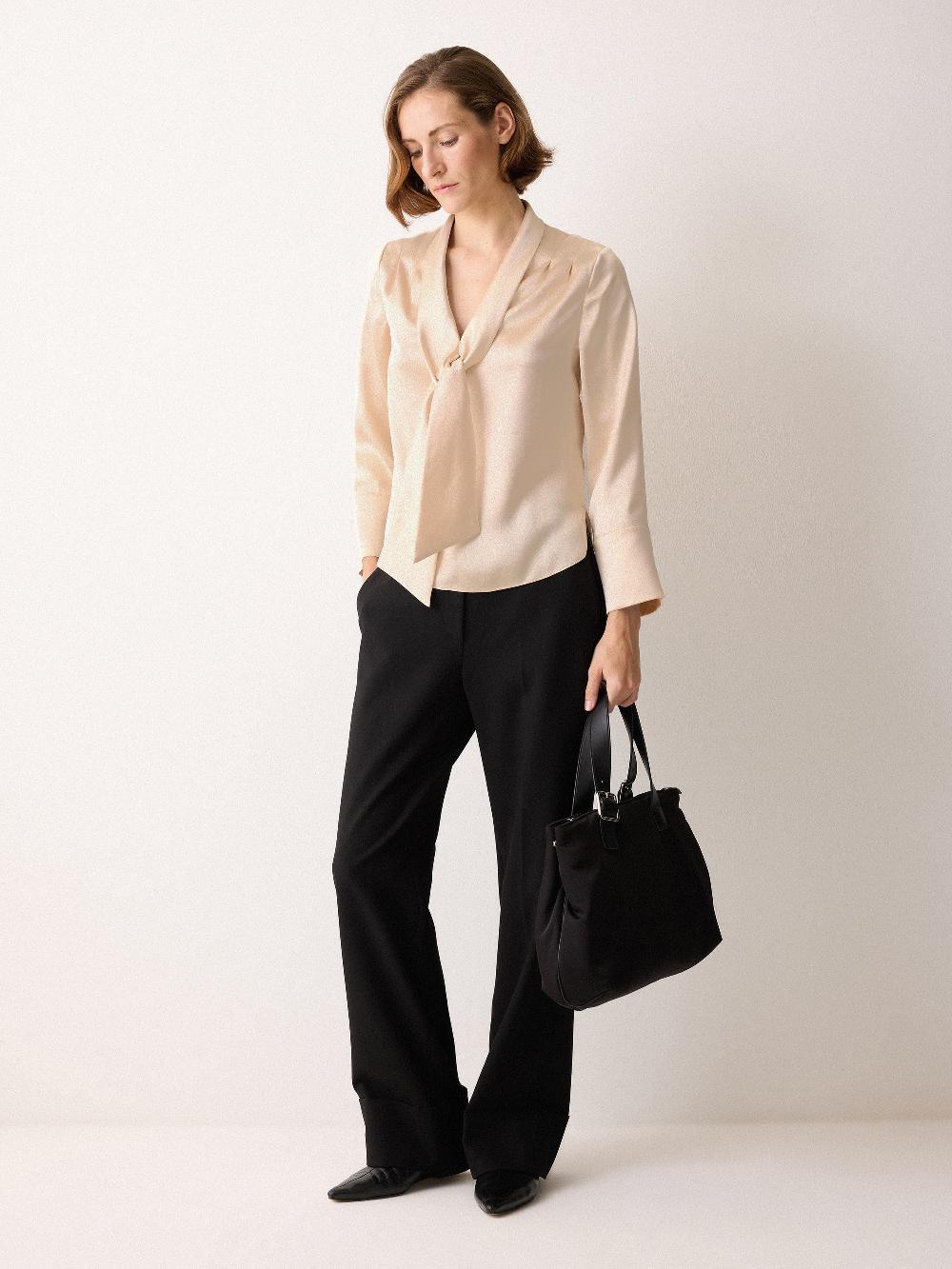jigsaw Satin Drape Neckline Blouse Neutral