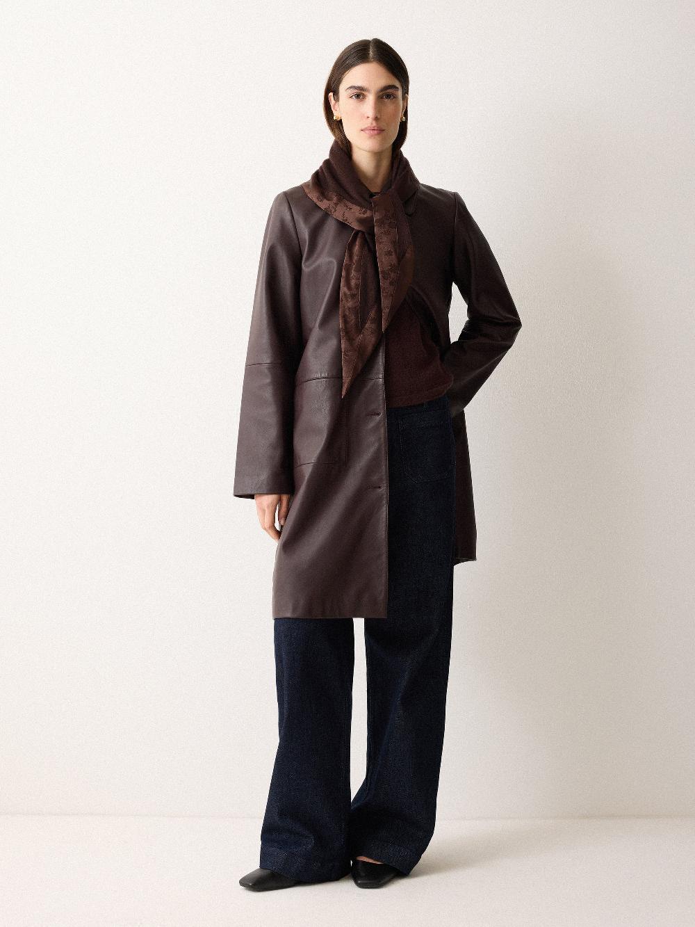 Jigsaw Satin Trim Triangle Scarf Brown