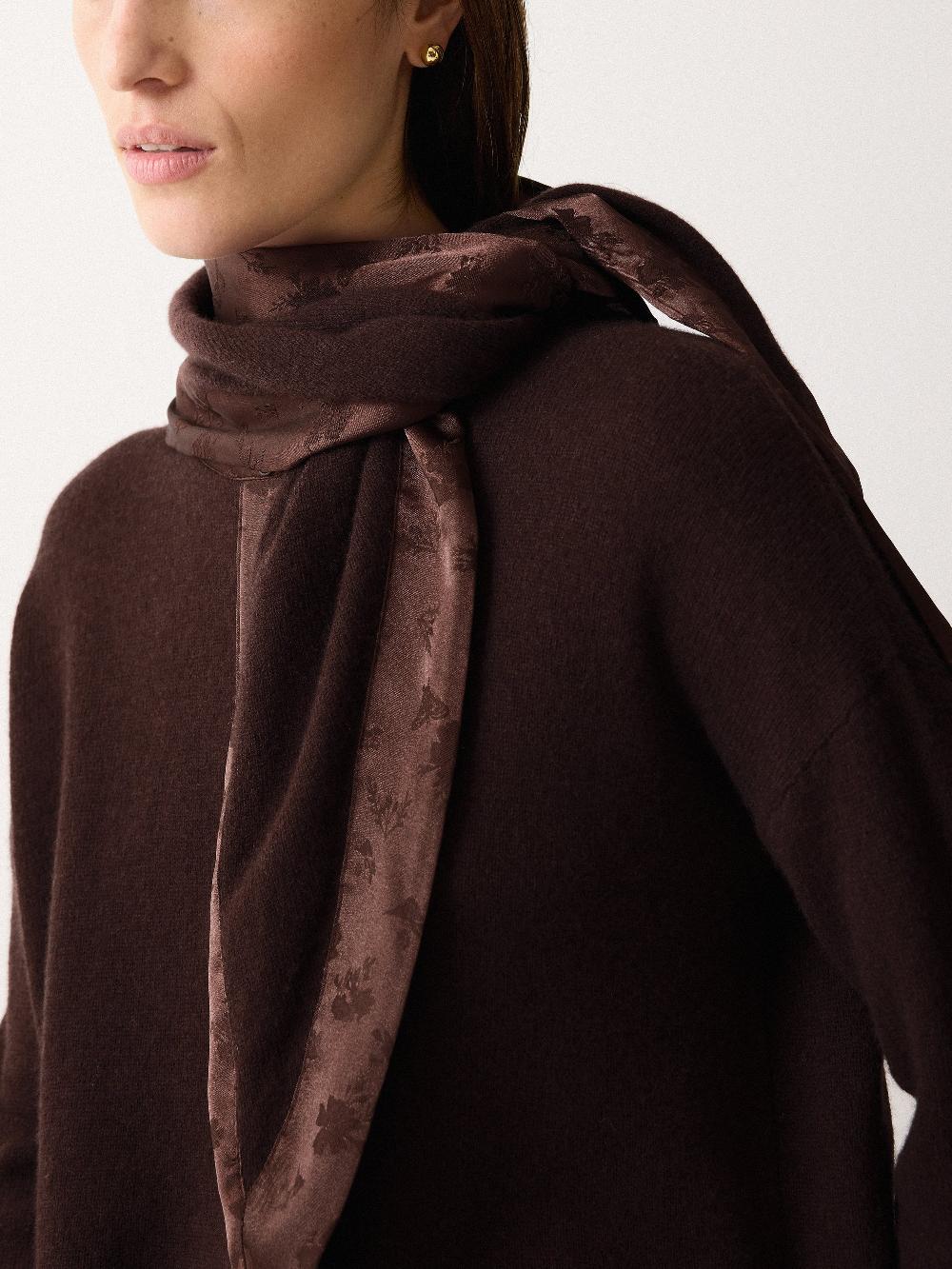 jigsaw Satin Trim Triangle Scarf Brown