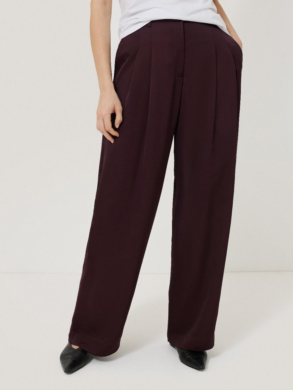 Jigsaw Satin Wide Leg Trouser Oxblood
