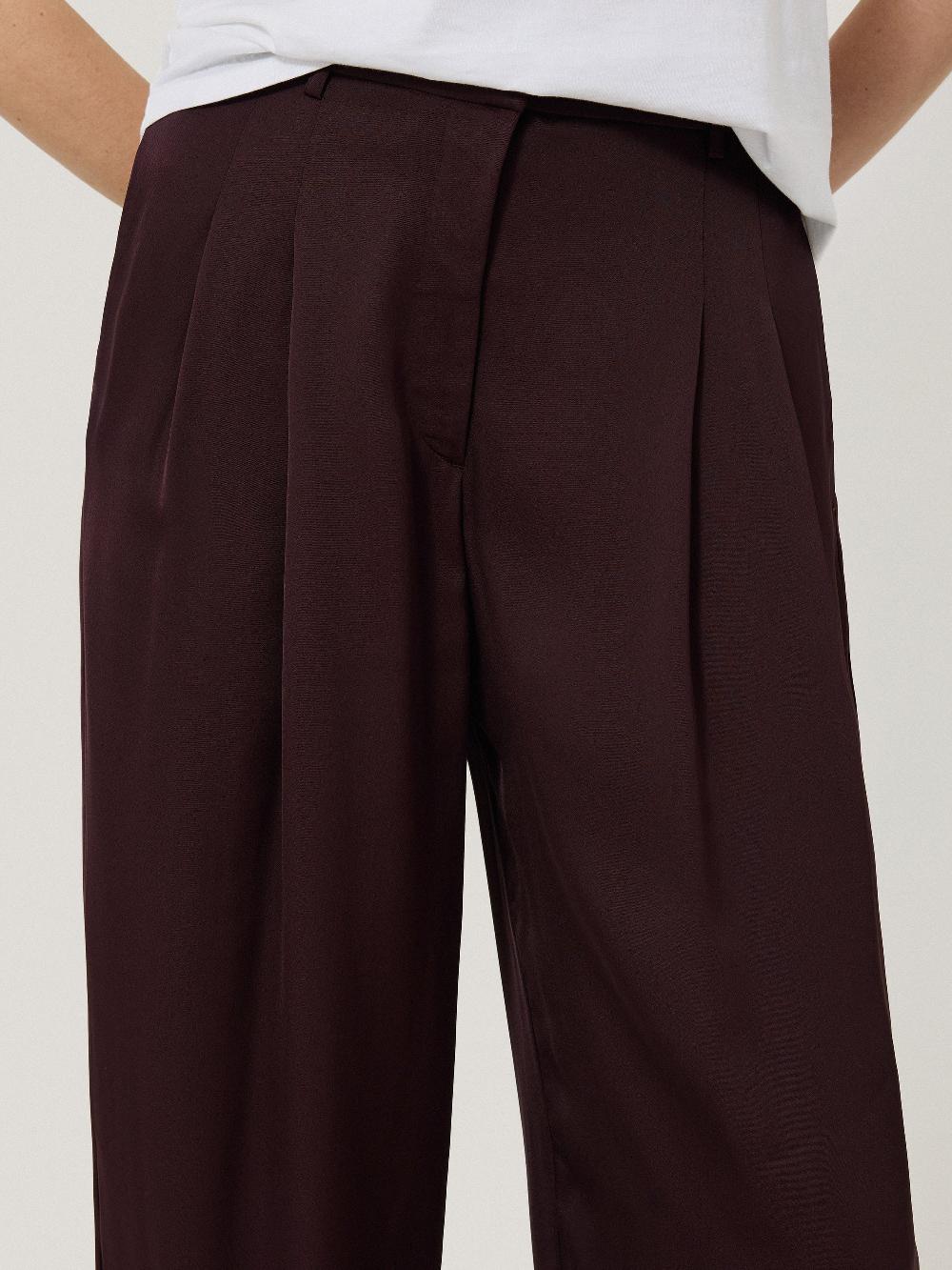 Jigsaw Satin Wide Leg Trouser Oxblood