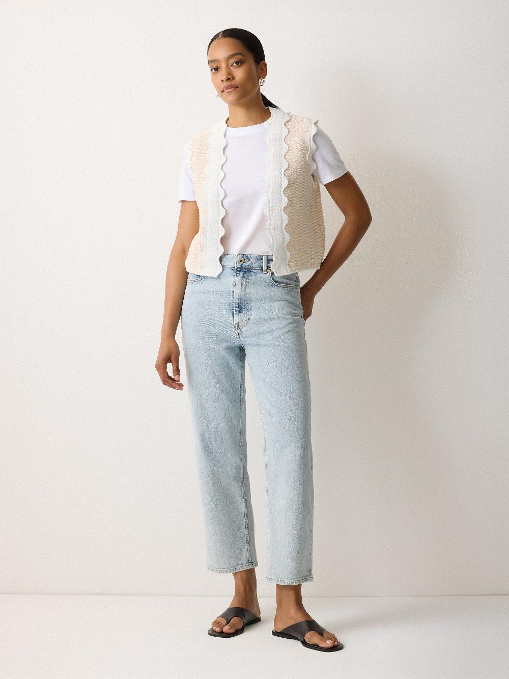 jigsaw Scallop Trim Waistcoat Cream