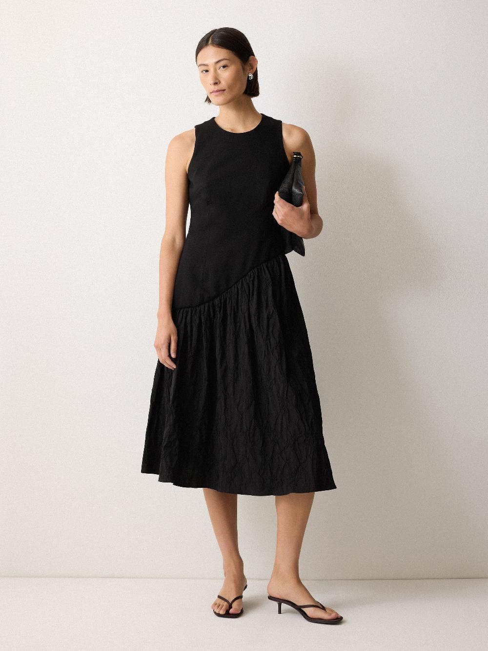 jigsaw Scuba Cotton Textured Dress Black