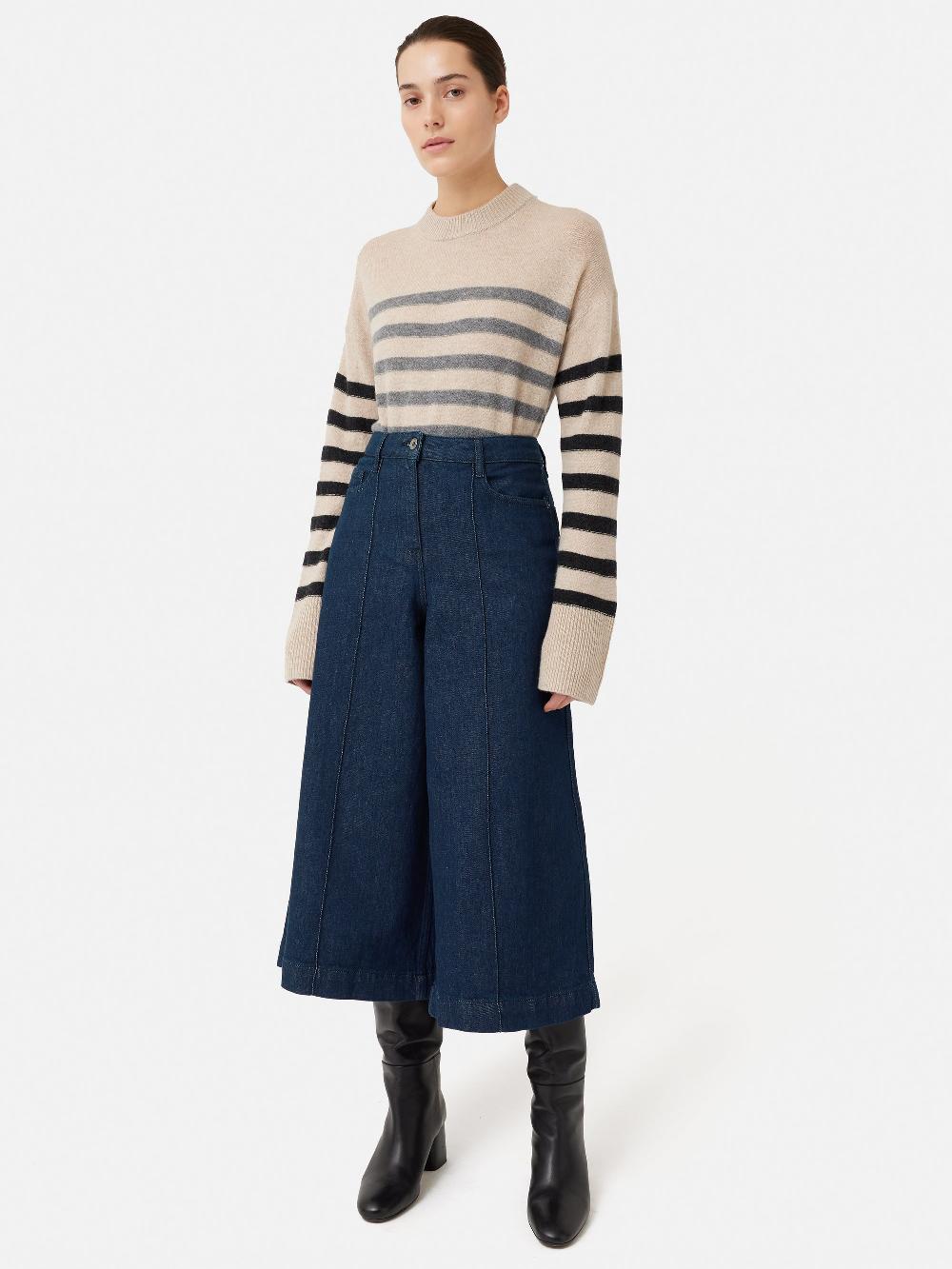Jigsaw Seamed Denim Culotte Indigo